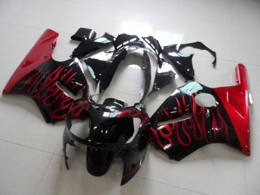 Best 2000-2001 Red Flame Kawasaki ZX12R Motorbike Fairing