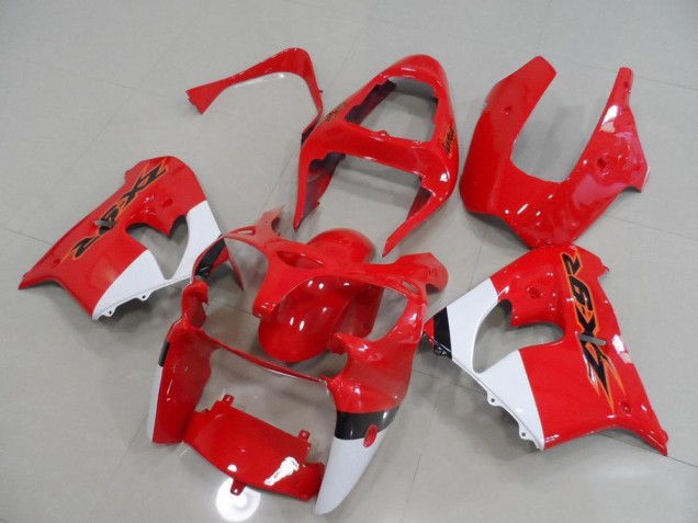 Best 2000-2001 Red and White Kawasaki ZX9R Motorcycle Fairing