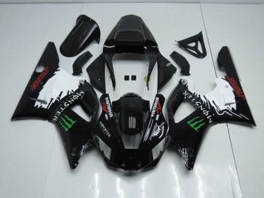 Best 2000-2001 Black White Monster Yamaha YZF R1 Bike Fairing