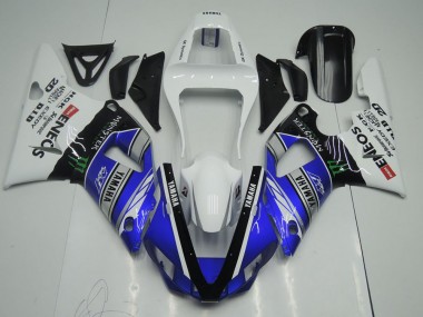 Best 2000-2001 Blue White ENEOS Monster Yamaha YZF R1 Motor Bike Fairings