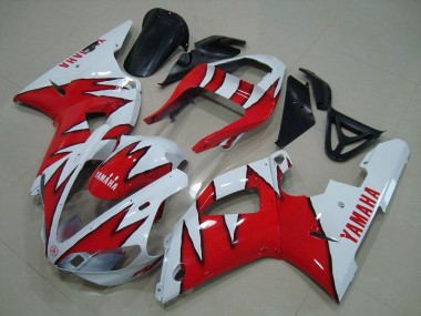 Best 2000-2001 White Red Flame Yamaha YZF R1 Motorcylce Fairings
