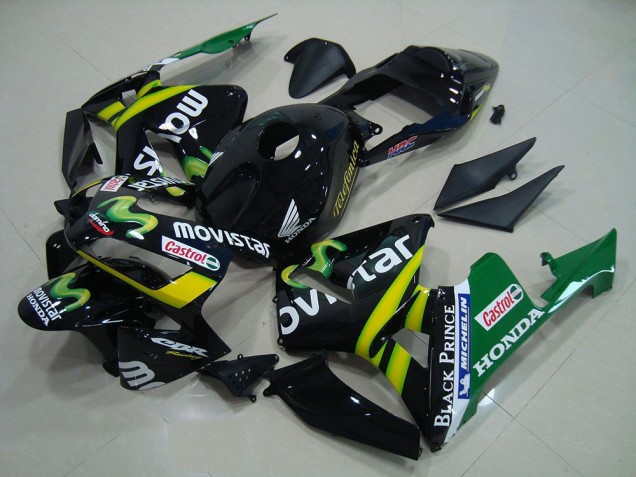 Best 2003-2004 Black Movistar Honda CBR600RR Bike Fairing