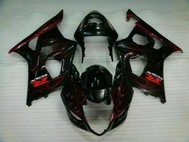 Best 2003-2004 Red Flame Suzuki GSXR 1000 Bike Fairing Kit