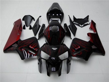 Best 2005-2006 Red Flame Black Honda CBR600RR Bike Fairings
