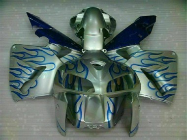 Best 2005-2006 White Blue Flame Honda CBR600RR Motorcycle Fairing Kit
