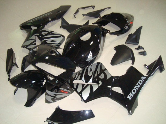 Best 2005-2006 Black White Flame Honda CBR600RR Bike Fairing
