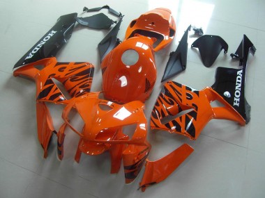 Best 2005-2006 Orange Black Flame Honda CBR600RR Replacement Motorcycle Fairings