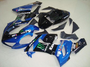 Best 2005-2006 Blue Monster Kawasaki ZX6R Moto Fairings