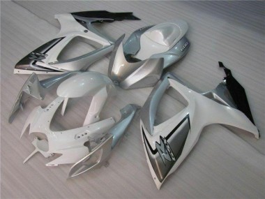 Best 2006-2007 White Silver Suzuki GSXR 600/750 Bike Fairings