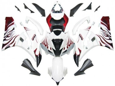 Best 2006-2007 White Red Flame Yamaha YZF R6 Motorcycle Fairing