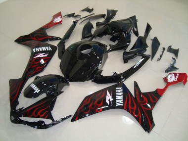 Best 2007-2008 Glossy Black Flame Yamaha YZF R1 Motorcycle Fairings Kits