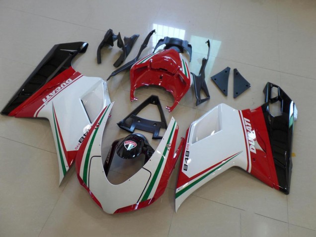 Best 2007-2014 White Red Ducati 848 1098 1198 Bike Fairing Kit Best 2007-2014 White Red Ducati 848 1098 1198 Bike Fairing Kit