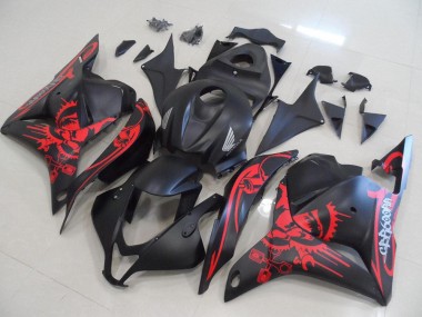 Best 2009-2012 Matte Black with Red Skull Honda CBR600RR Motorcycle Fairings Kits