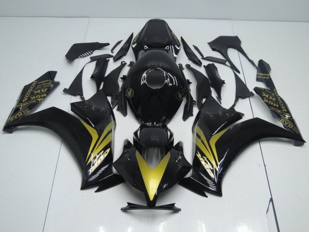 Best 2012-2016 Glossy Black and Gold Honda CBR1000RR Replacement Fairings