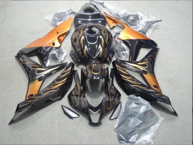 Best 2004-2005 Black Gold Flame Honda CBR1000RR Bike Fairings Best 2004-2005 Black Gold Flame Honda CBR1000RR Bike Fairings