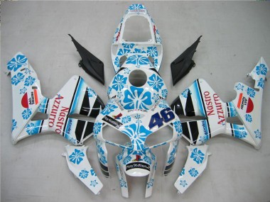 Best 2005-2006 White Blue Nastro Azzurro 46 Honda CBR600RR Motorcycle Fairing Kit