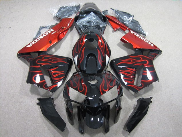 Best 2005-2006 Black Red Flame Honda CBR600RR Motorcycle Fairings Kits Best 2005-2006 Black Red Flame Honda CBR600RR Motorcycle Fairings Kits