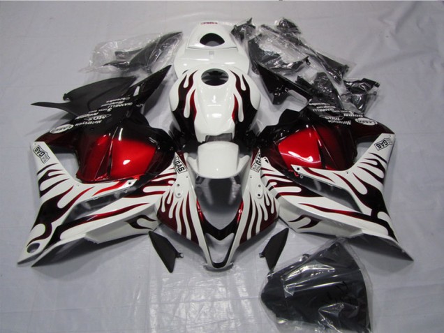 Best 2009-2012 White Black Red Flame Honda CBR600RR Replacement Fairings Best 2009-2012 White Black Red Flame Honda CBR600RR Replacement Fairings