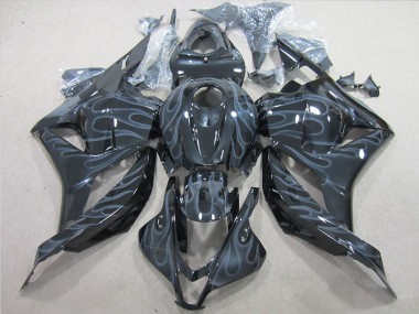 Best 2009-2012 Black Silver Flame Honda CBR600RR Motorcycle Fairings