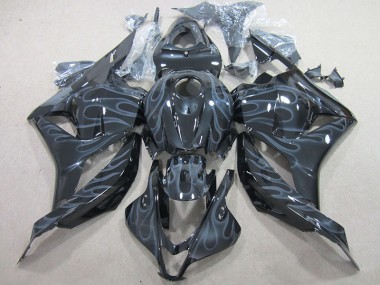 Best 2009-2012 Black Silver Flame Honda CBR600RR Motor Fairings