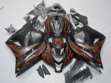 Best 2009-2012 Black Orange Flame Honda CBR600RR Motorcylce Fairings
