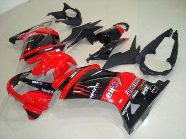 Best 2008-2012 Black Red Monster Kawasaki ZX250R Bike Fairings