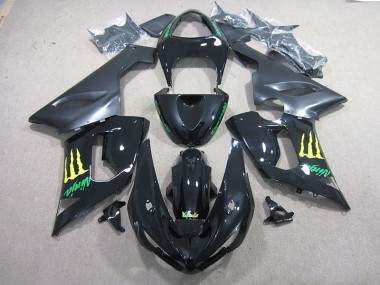 Best 2005-2006 Black Green Ninja Kawasaki ZX6R Motorcycle Fairing Kits