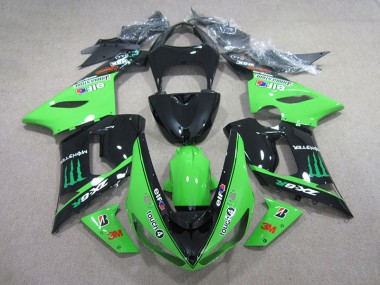 Best 2005-2006 Black Green 3M Touch4 Monster Kawasaki ZX6R Motorbike Fairing
