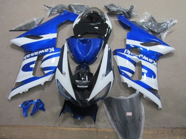 Best 2005-2006 Blue White Kawasaki ZX6R Replacement Motorcycle Fairings