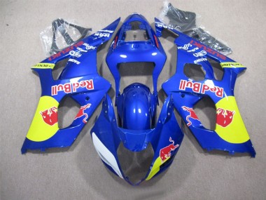 Best 2003-2004 Blue Red Bull Suzuki GSXR1000 Replacement Motorcycle Fairings