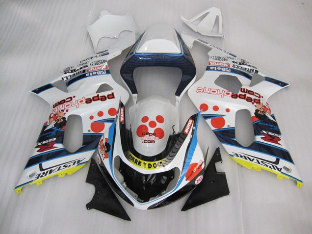 Best 2001-2003 White Blue Dark Dog Suzuki GSXR600 Bike Fairings Best 2001-2003 White Blue Dark Dog Suzuki GSXR600 Bike Fairings