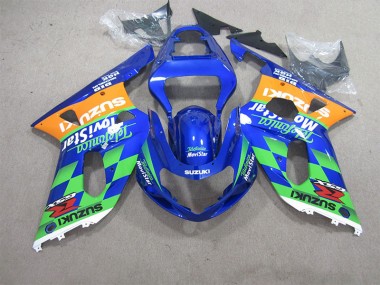 Best 2001-2003 Blue Green Telefumia Movistar Suzuki GSXR600 Motorcycle Bodywork