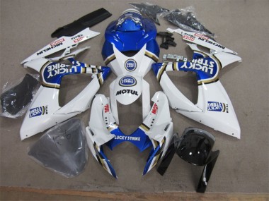 Best 2006-2007 White Blue Lucky Strike Motul Suzuki GSXR600 Motorcycle Fairing