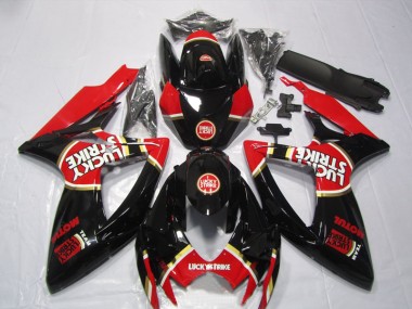 Best 2006-2007 Black Red Lucky Strike Motul Suzuki GSXR600 Bike Fairing Kit