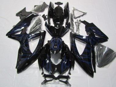 Best 2008-2010 Black Blue Flame Suzuki GSXR600 Bike Fairing