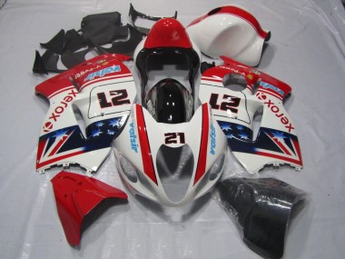 Best 1996-2007 White Red Xerox 21 Suzuki GSXR1300 Hayabusa Motorcycle Fairings