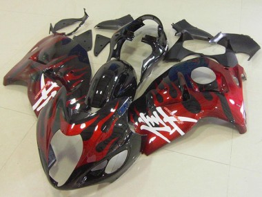 Best 1996-2007 Black Red Flame Suzuki GSXR1300 Hayabusa Bike Fairings