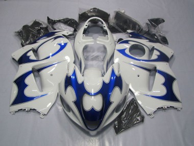 Best 1996-2007 White Blue Suzuki GSXR1300 Hayabusa Bike Fairing Kit