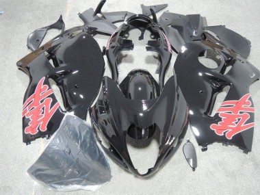 Best 1996-2007 Black Red Decal Suzuki GSXR1300 Hayabusa Motorcycle Fairings Kit