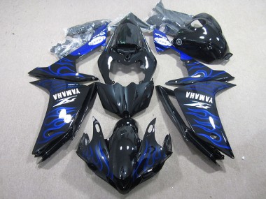 Best 2007-2008 Black with Blue Flame Yamaha YZF R1 Motorcycle Fairing Kit