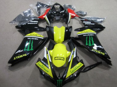 Best 2007-2008 Black Yellow Motul Leovince Yamaha YZF R1 Motorcycle Fairings Kit