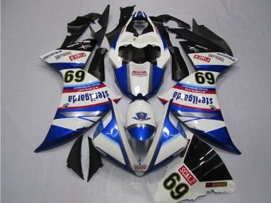 Best 2009-2011 White Blue Sterilgarda SCALZ 69 Yamaha YZF R1 Motorcycle Replacement Fairings