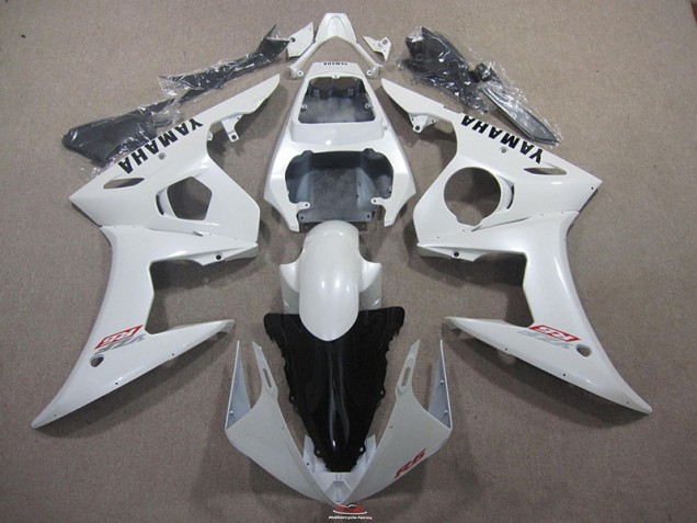 Best 2003-2005 White with Black Decal Yamaha YZF R6 Bike Fairings Best 2003-2005 White with Black Decal Yamaha YZF R6 Bike Fairings