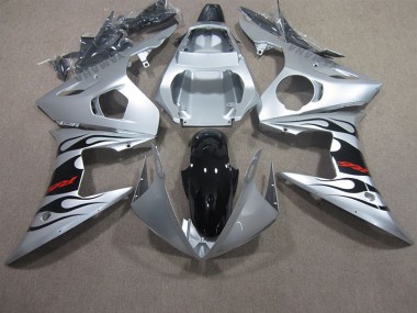 Best 2003-2005 Silver Black Red Decal Yamaha YZF R6 Motorbike Fairing