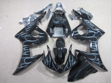 Best 2003-2005 Black with Flame Yamaha YZF R6 Motorcyle Fairings