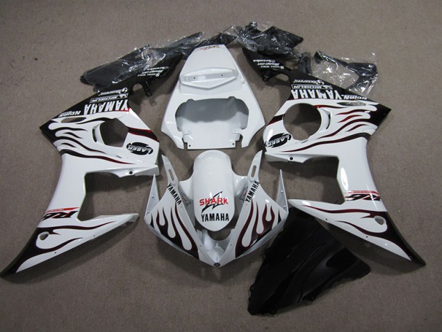 Best 2003-2005 White Black Flame Shark Yamaha YZF R6 Replacement Fairings Best 2003-2005 White Black Flame Shark Yamaha YZF R6 Replacement Fairings