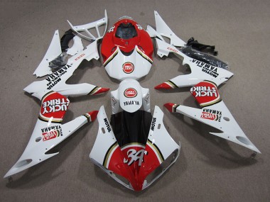Best 2008-2016 Red White Lucky Strike Yamaha YZF R6 Replacement Motorcycle Fairings